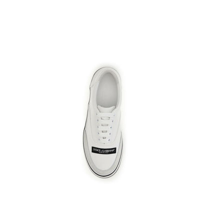 Sneakers by Dolce & Gabbana for women in cotton canvas & bos taurus calf leather cream & white features an versatile design from the Women's Low Top Cotton Canvas & Bos Taurus Calf Leather Sneakers collection, highlighting a versatile low-top style for a premium, high-fashion look.