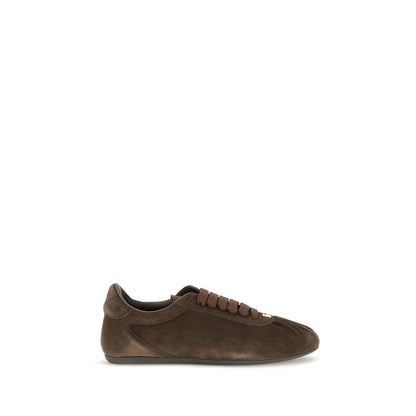 Sneakers by Dolce & Gabbana for women in suede leather brown features a chic design, perfectly showcasing the chic low-top style of this Women's Low Top Suede leather Sneakers.