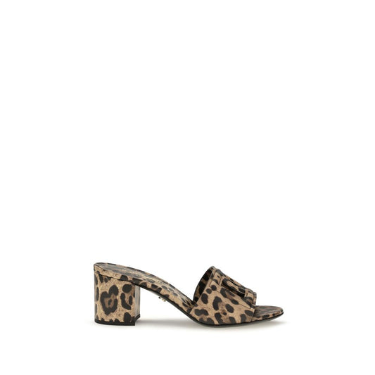 Mules Flat Shoes by Dolce & Gabbana for women in bos taurus calfskin leather beige, gold, leopard-print & print showcases a resplendent Icon Women's Bos Taurus Calfskin Leather Mules Flat Shoes aesthetic with a and open toe style.