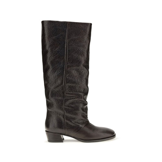 Boots by P.A.R.O.S.H. for women in bos taurus calf grained leather brown showcases a impeccable silhouette as Women's Bos Taurus Calf Grained Leather Boots, artfully defined by a impeccable block-heel and a impeccable .
