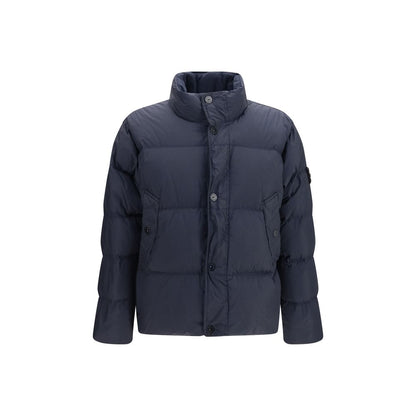 Puffer Jacket by Stone Island for men in polyamide & duck down blue & signature features an contemporary silhouette, showcasing a sophisticated high-neck neckline and contemporary pockets & insulated for a truly refined look.