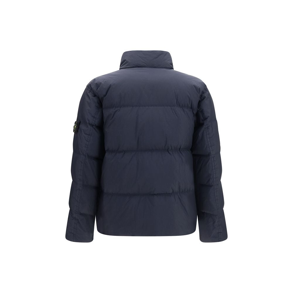 Puffer Jacket by Stone Island for men in polyamide & duck down blue & signature features an on trend silhouette, showcasing refined pockets & insulated and a sophisticated high-neck neckline for a truly on trend finish.