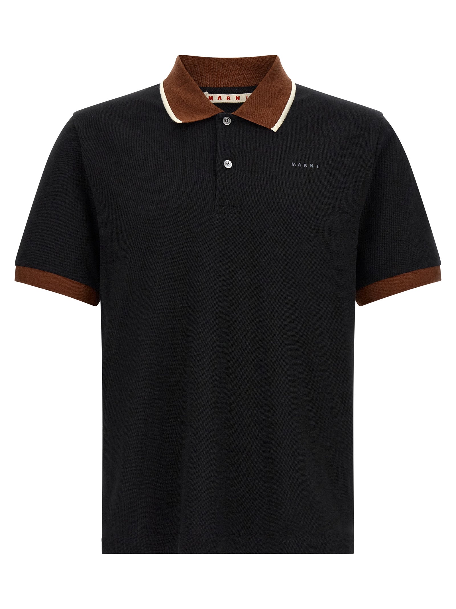 Polo Shirt by Marni for men in cotton black, brown & white showcases a sharp silhouette, detailed with a refined and sharp for a sophisticated finish.