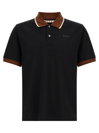 Polo Shirt by Marni for men in cotton black, brown & white showcases a sharp silhouette, detailed with a refined and sharp for a sophisticated finish.