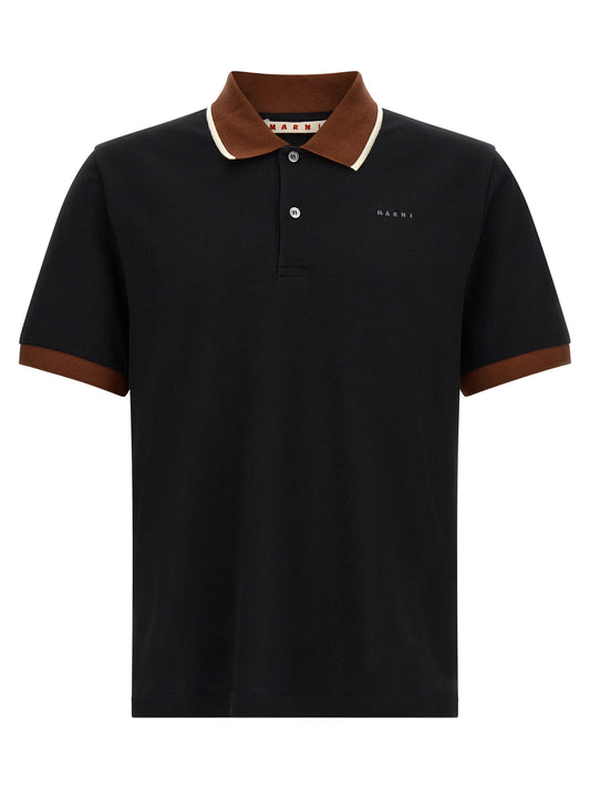 Polo Shirt by Marni for men in cotton black, brown & white showcases a sharp silhouette, detailed with a refined and sharp for a sophisticated finish.