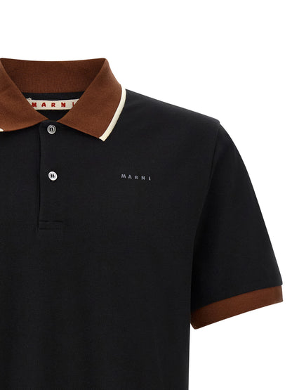 Polo Shirt by Marni for men in cotton black, brown & white presents a distinguished silhouette, showcasing a sophisticated and distinguished for a truly distinguished finish.