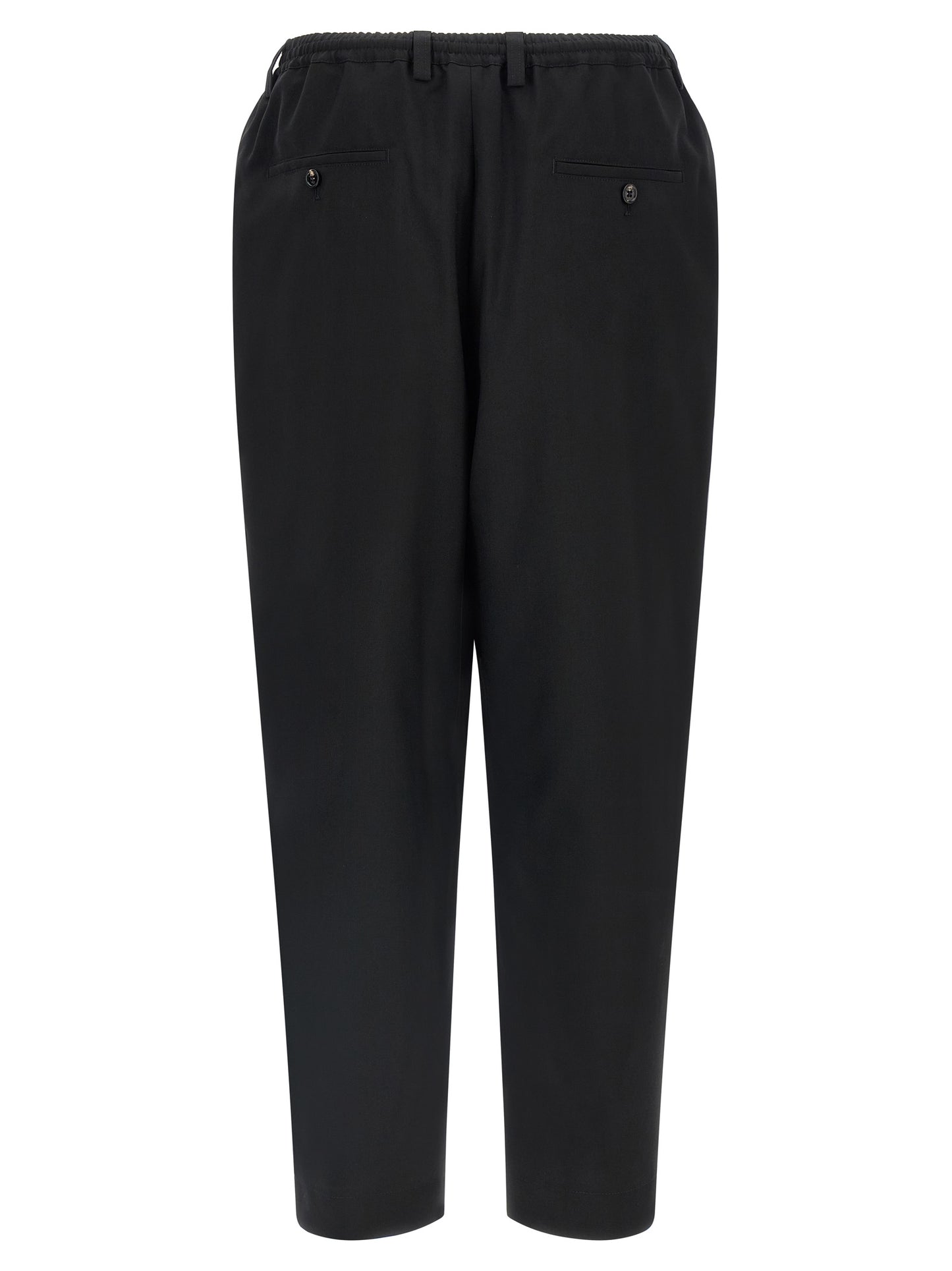 Trousers by Marni for men in virgin wool black, horn & signature features an on trend silhouette, showcasing a sophisticated tapered-leg, relaxed-fit & cropped with a cropped and for an on trend finish.