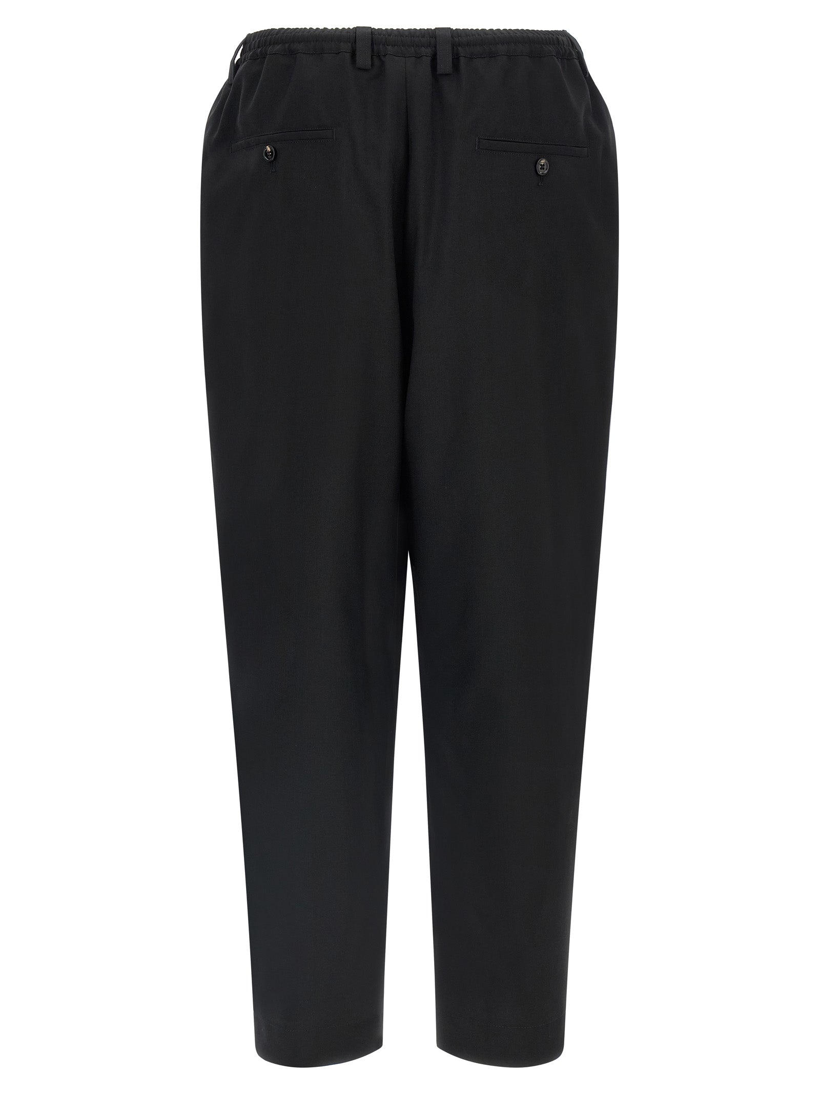 Trousers by Marni for men in virgin wool black, horn & signature features an on trend silhouette, showcasing a sophisticated tapered-leg, relaxed-fit & cropped with a cropped and for an on trend finish.