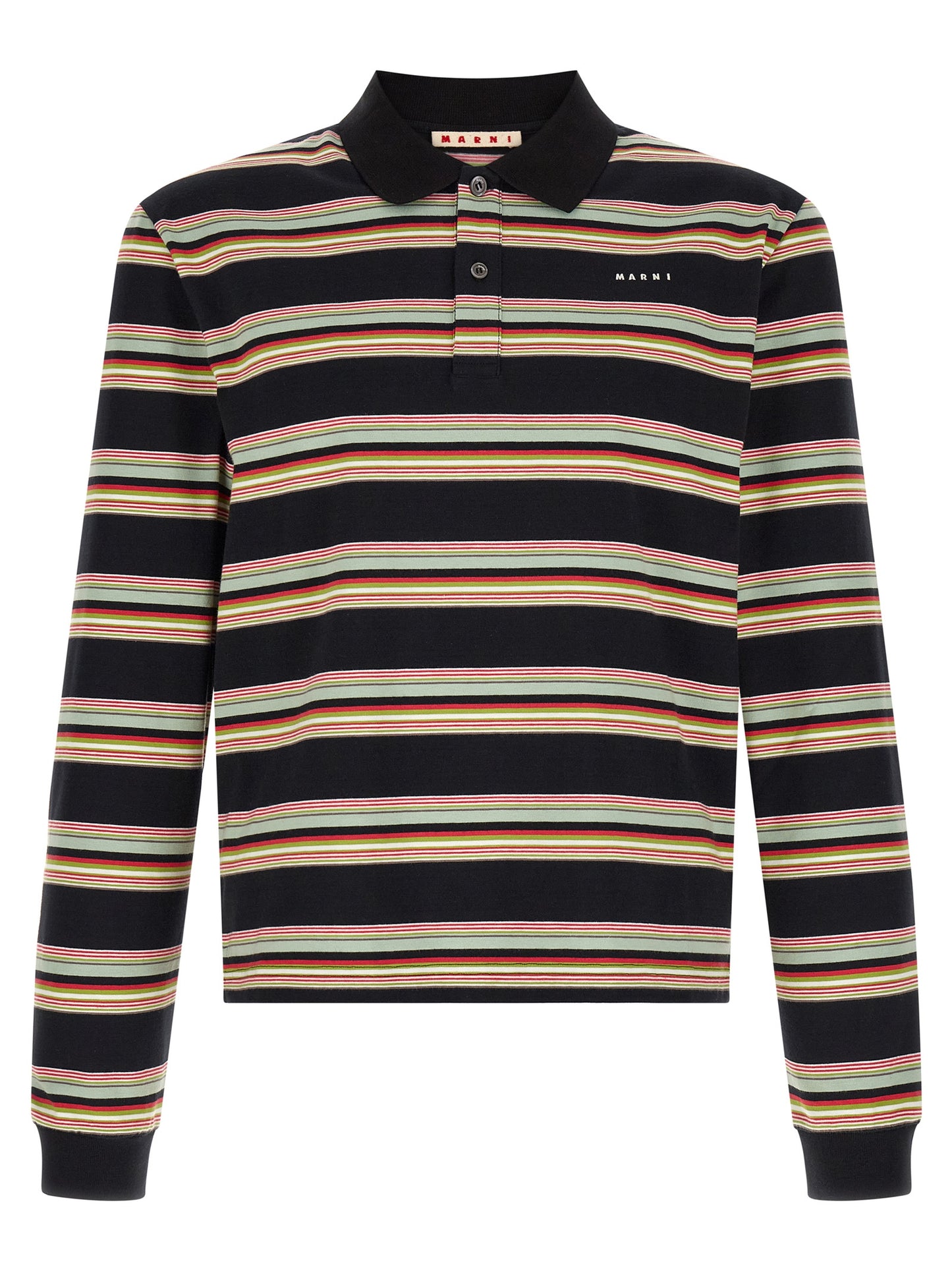 Polo Shirt by Marni for men in cotton black, multicolor, patterned & striped features a eye catching silhouette, showcasing a refined and for a eye catching finish.
