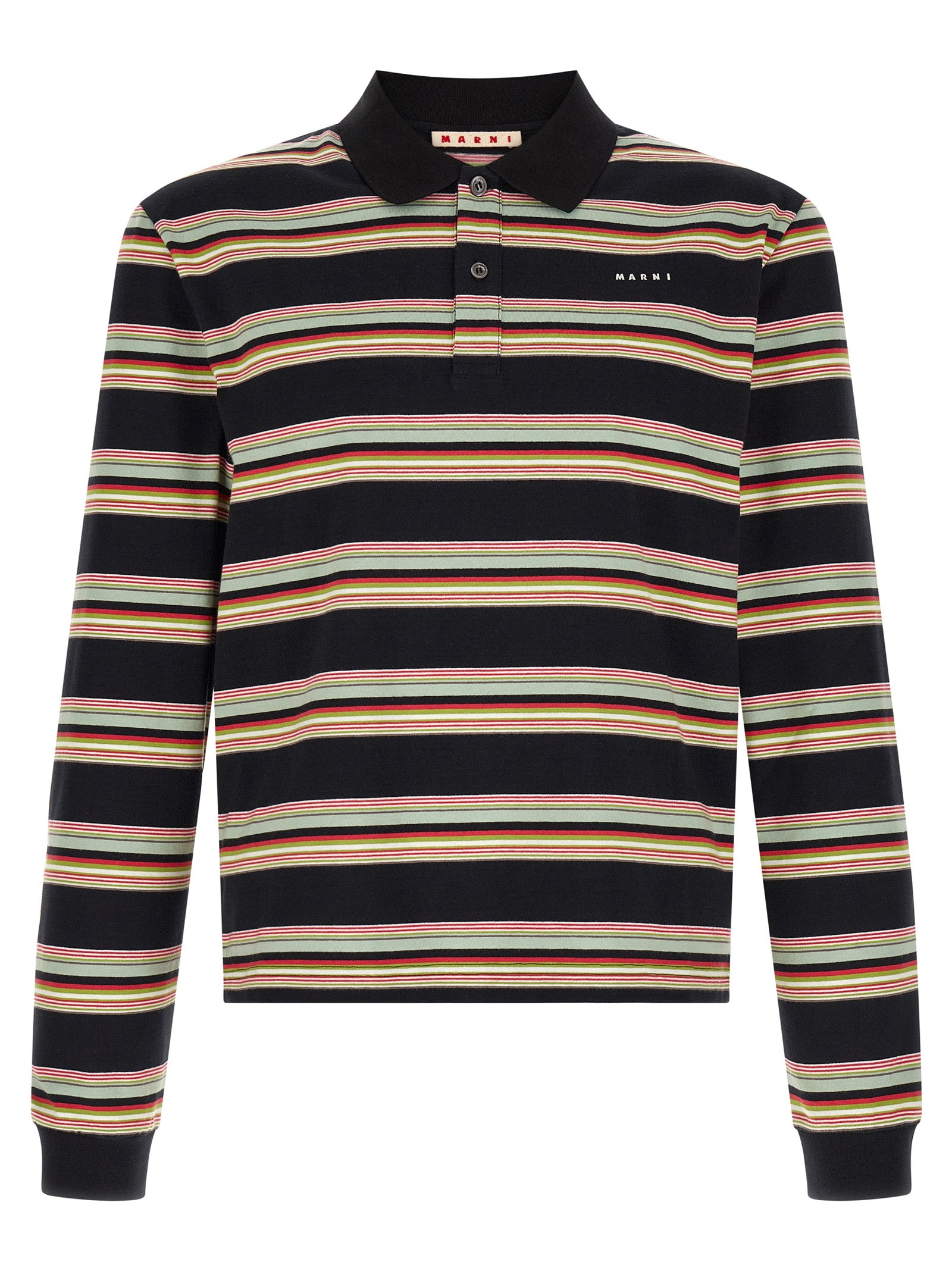 Polo Shirt by Marni for men in cotton black, multicolor, patterned & striped features a eye catching silhouette, showcasing a refined and for a eye catching finish.
