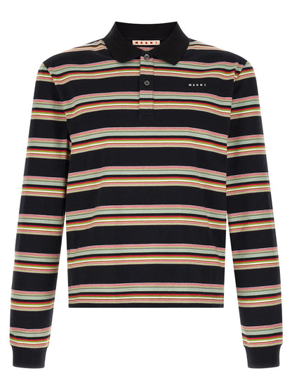 Polo Shirt by Marni for men in cotton black, multicolor, patterned & striped features a eye catching silhouette, showcasing a refined and for a eye catching finish.