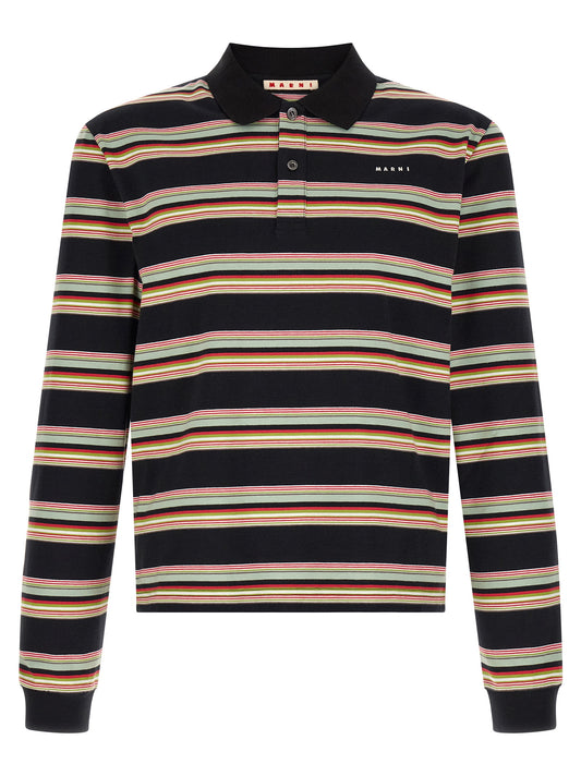 Polo Shirt by Marni for men in cotton black, multicolor, patterned & striped features a eye catching silhouette, showcasing a refined and for a eye catching finish.
