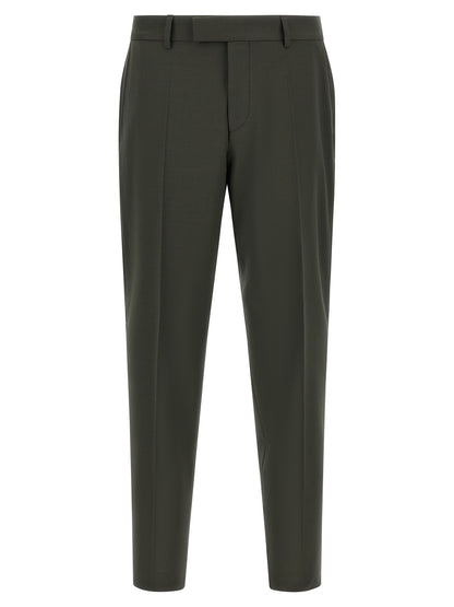Pants by Hugo Boss for men in virgin wool bicolour & green features an understated silhouette, showcasing a sophisticated and long with a refined for an understated, polished aesthetic.