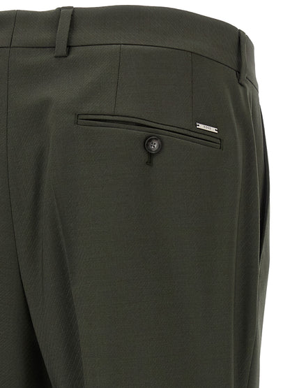 Pants by Hugo Boss for men in virgin wool bicolour & green features a utilitarian with a utilitarian long and to create a sophisticated, premium look.