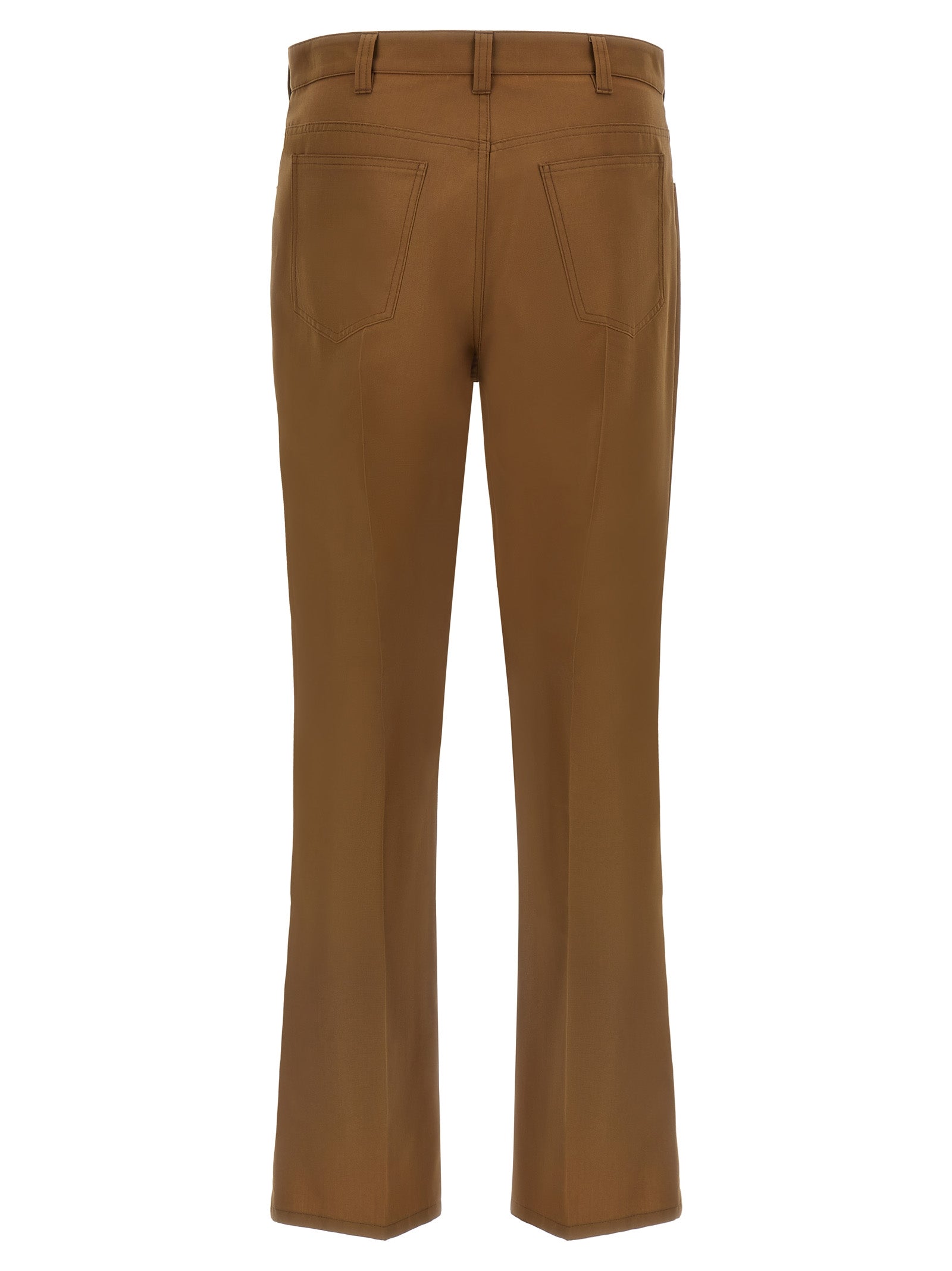 Trousers by Marni for men in polyester & virgin wool brown features a tailored silhouette with a tailored straight-leg & relaxed-fit, defined by its long and a sophisticated .