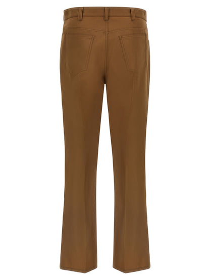 Trousers by Marni for men in polyester & virgin wool brown features a tailored silhouette with a tailored straight-leg & relaxed-fit, defined by its long and a sophisticated .