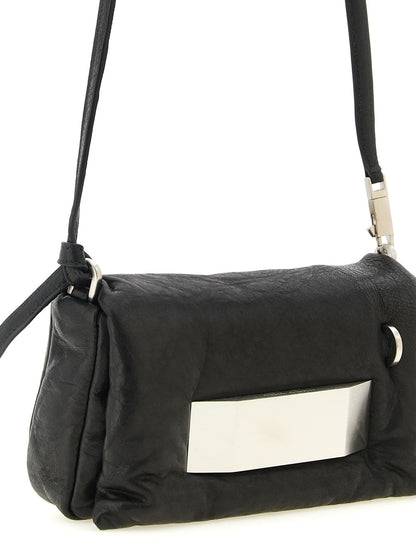 Flap Clutch Handbag by Rick Owens for women in lambskin leather polyester & palladium black & palladium showcases a sculptural silhouette, featuring a secure flap, ample , and versatile for a sculptural finish.