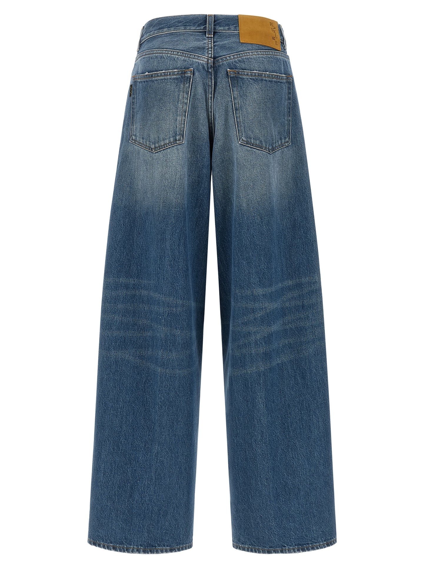 Jeans by Haikure for women in cotton denim blue features a polished silhouette with a polished relaxed-fit & wide, reaching a polished long and finished with a polished .