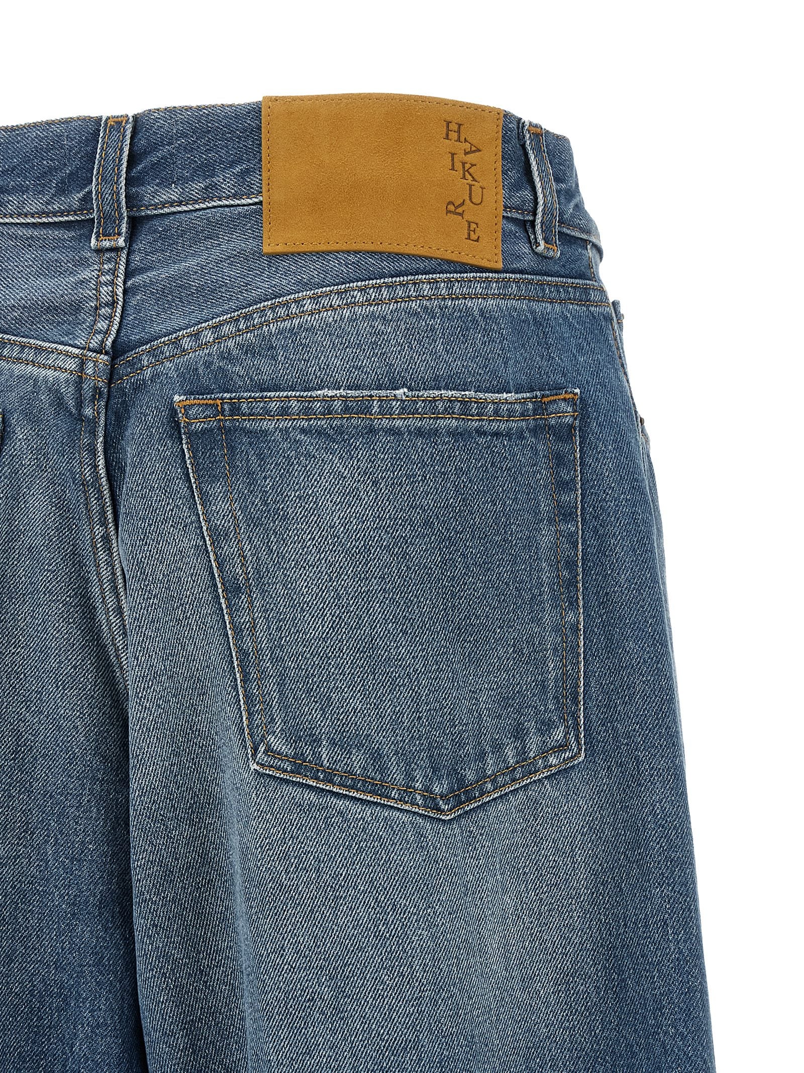 Jeans by Haikure for women in cotton denim blue presents a tailored silhouette, showcasing a tailored relaxed-fit & wide and long cut with a refined for a truly tailored aesthetic.