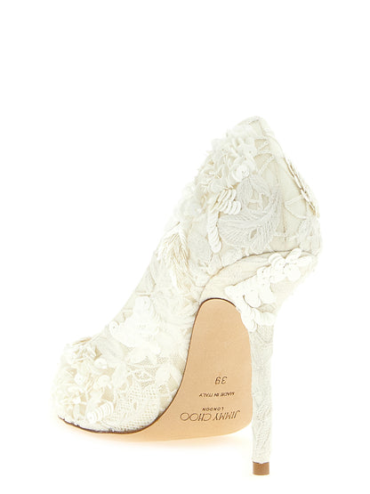 High-Heel Stiletto Pumps Heels by Jimmy Choo for women in silk crepe leather & sequins beige, ivory & floral showcases a exquisite silhouette, perfectly accentuating Women's Silk Crepe Leather & Sequins High-Heel Stiletto Pumps Heels with a exquisite stiletto high-heel and exquisite .