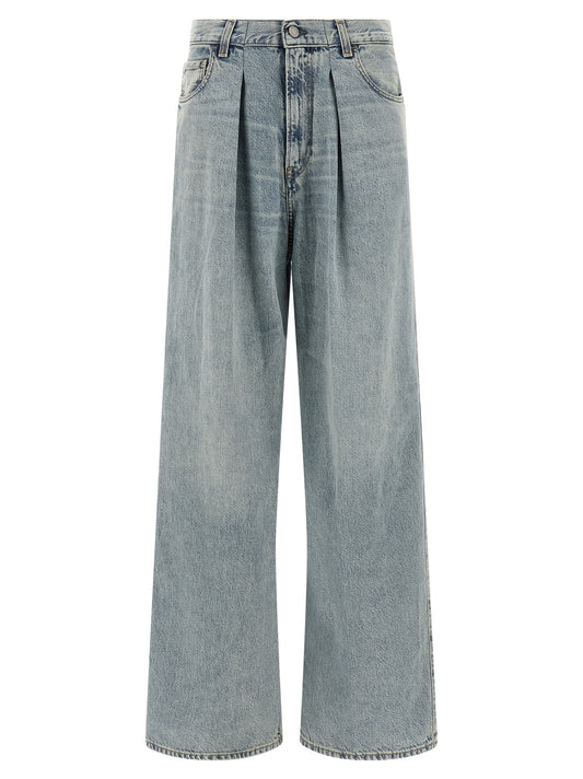 Jeans by Haikure for women in stretch lyocell denim cotton light-blue presents a tailored silhouette, showcasing a tailored wide and long cut with a refined for a truly tailored aesthetic.