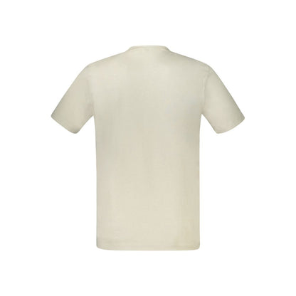 T-Shirt by Hugo Boss for men in cotton beige showcases a dramatic silhouette, elegantly detailed with a dramatic and for a truly dramatic finish.
