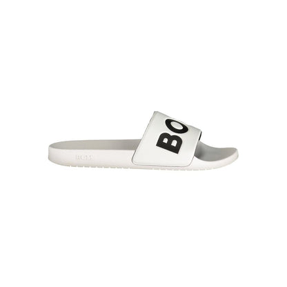 Slippers by Hugo Boss for men in polyester & polyurethane white presents a effortless silhouette, showcasing the elegant Crisp Essence Men's Polyester & Polyurethane Slippers design with its unique and sophisticated .