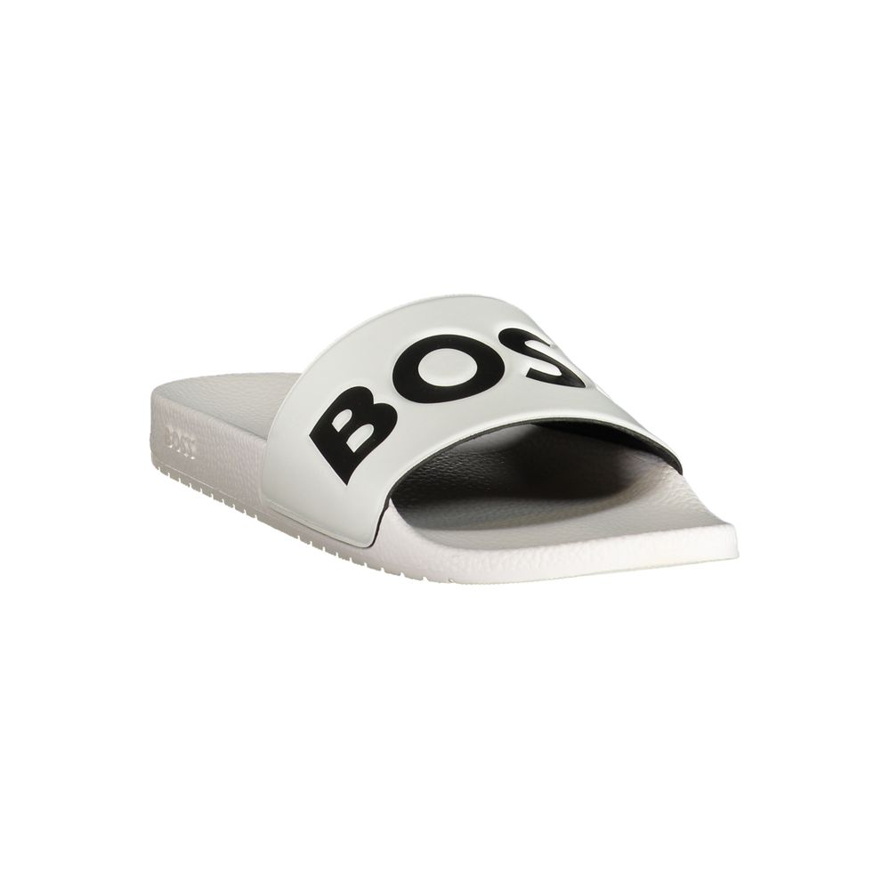 Slippers by Hugo Boss for men in polyester & polyurethane white features an effortless chic Crisp Essence Men's Polyester & Polyurethane Slippers aesthetic, defined by a and a refined .