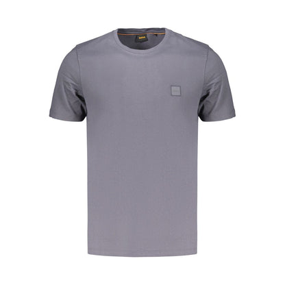 T-Shirt by Hugo Boss for men in cotton blue features an edgy silhouette, meticulously detailed with a sophisticated and crew neckline for a truly edgy finish.