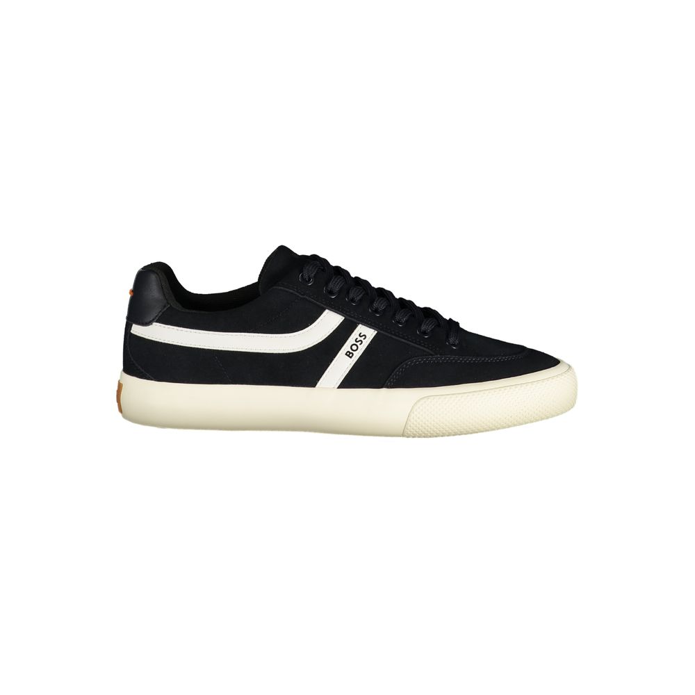 Athletic Sneakers by Hugo Boss for men in polyester & polyurethane blue, white & print showcases an impeccable silhouette, defined by an impeccable athletic style design that perfectly captures the essence of the Men's Athletic Polyester & Polyurethane Sneakers.