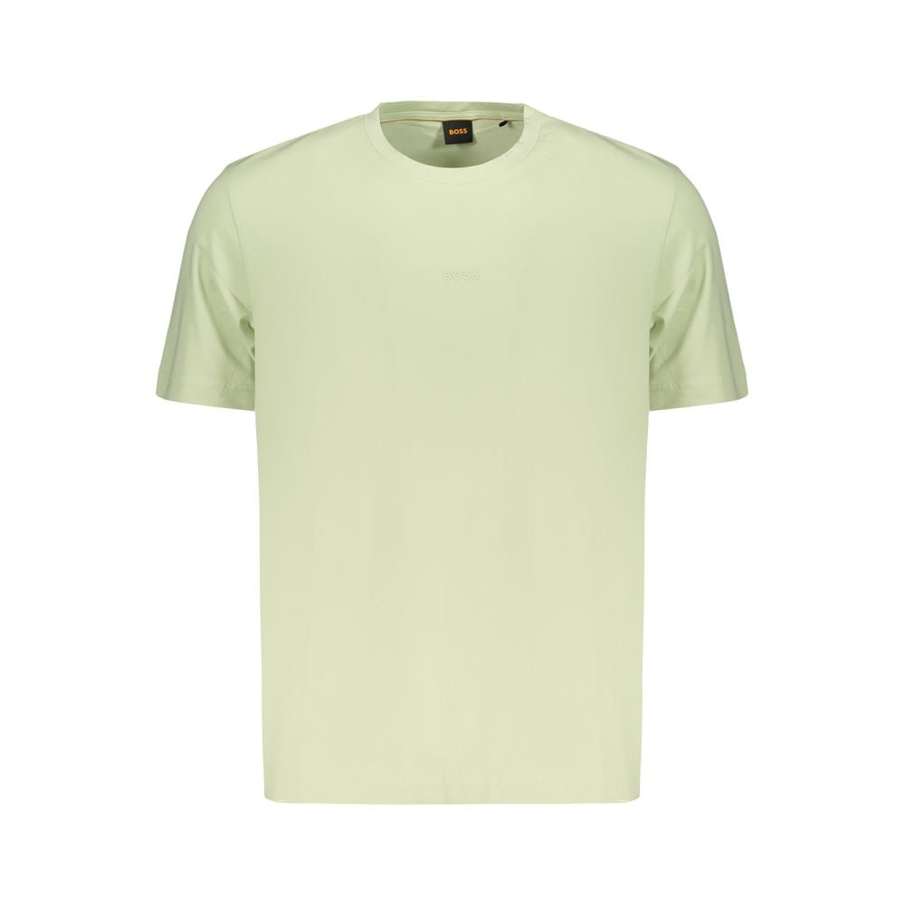 T-Shirt by Hugo Boss for men in stretch cotton green showcases a chic silhouette, artfully detailed with a chic crew neckline and for a chic finish.