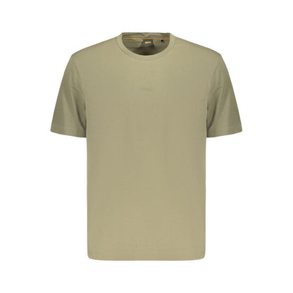 T-Shirt by Hugo Boss for men in stretch organic cotton green features an edgy silhouette, meticulously detailed with a sophisticated and crew neckline for a truly edgy finish.
