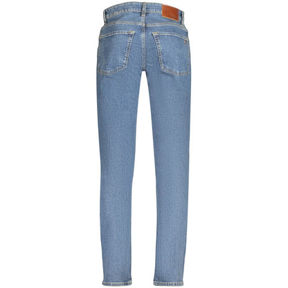 Jeans by Hugo Boss for men in stretch denim cotton blue presents a tailored silhouette, showcasing a tailored tapered-leg & slim and long cut with a refined for a truly tailored aesthetic.