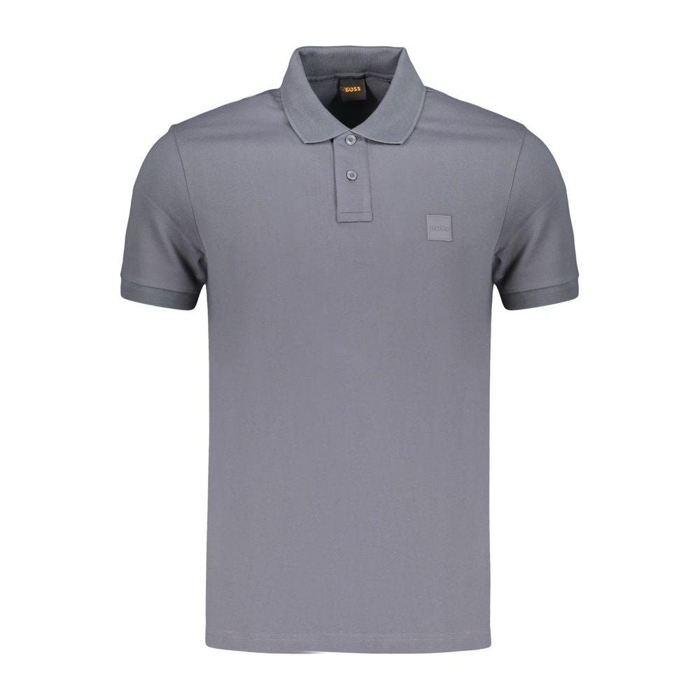 Polo Shirt by Hugo Boss for men in stretch cotton blue presents a crisp silhouette, artfully detailed with a crisp and crisp .