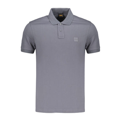 Polo Shirt by Hugo Boss for men in stretch cotton blue presents a crisp silhouette, artfully detailed with a crisp and crisp .
