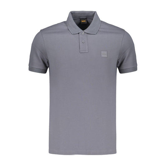 Polo Shirt by Hugo Boss for men in stretch cotton blue presents a crisp silhouette, artfully detailed with a crisp and crisp .