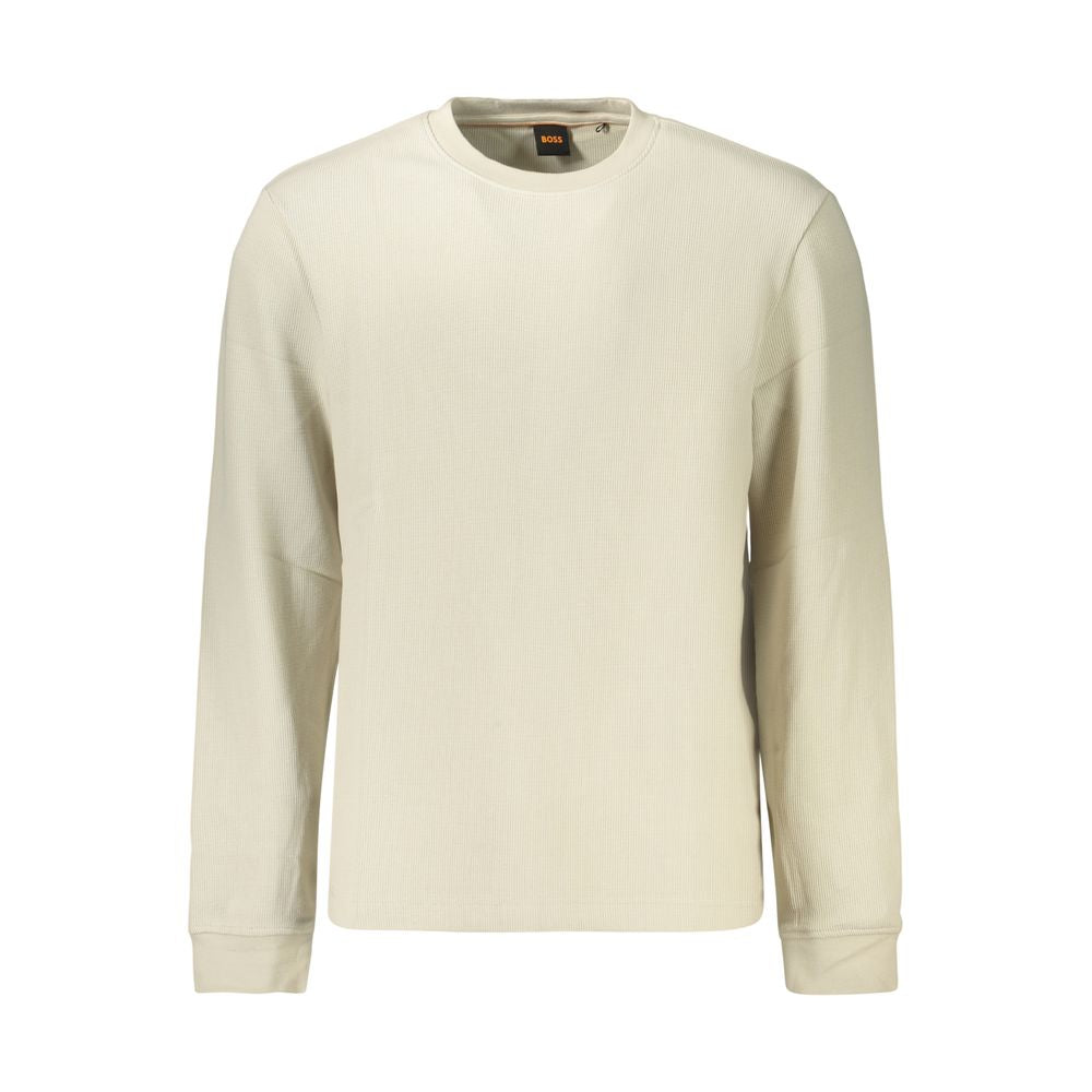 Sweatshirt by Hugo Boss for men in stretch polyamide cotton beige features an exquisite silhouette, showcasing and crew neckline details for a exquisite look.
