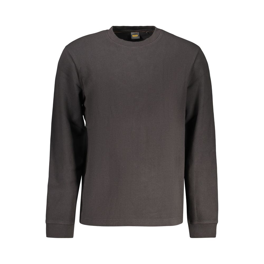 Sweatshirt by Hugo Boss for men in stretch polyamide cotton black features an enviable silhouette, showcasing a premium and refined crew neckline for a truly enviable finish.