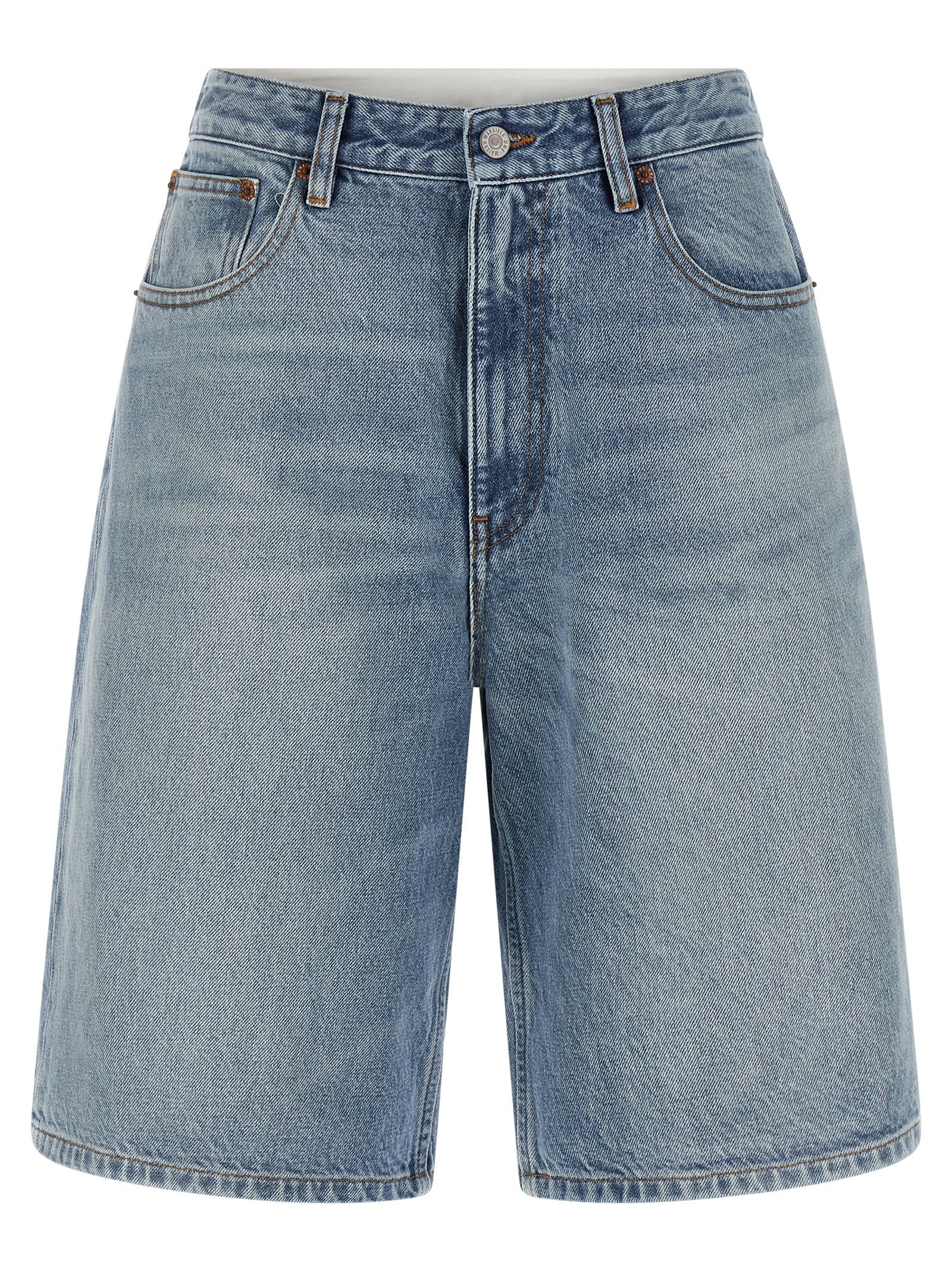 Denim Shorts by MM6 Maison Margiela for women in denim cotton light-blue, white & signature features an stylish with a short and , showcasing an stylish silhouette for a premium, high-fashion look.