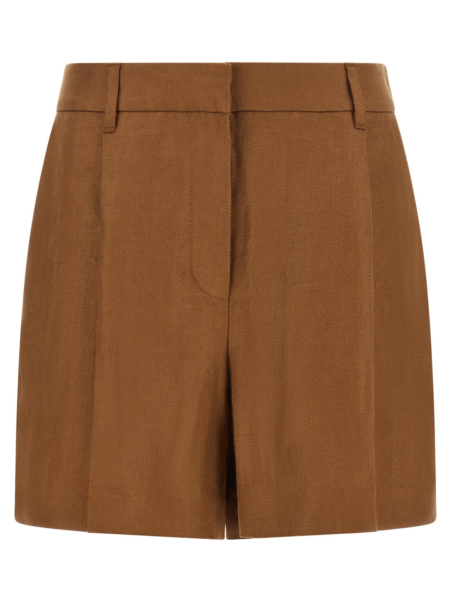 Bermuda Shorts by Brunello Cucinelli for women in linen brown showcases a on trend silhouette, featuring a tailored relaxed-fit with a classic short and sophisticated for a on trend finish.