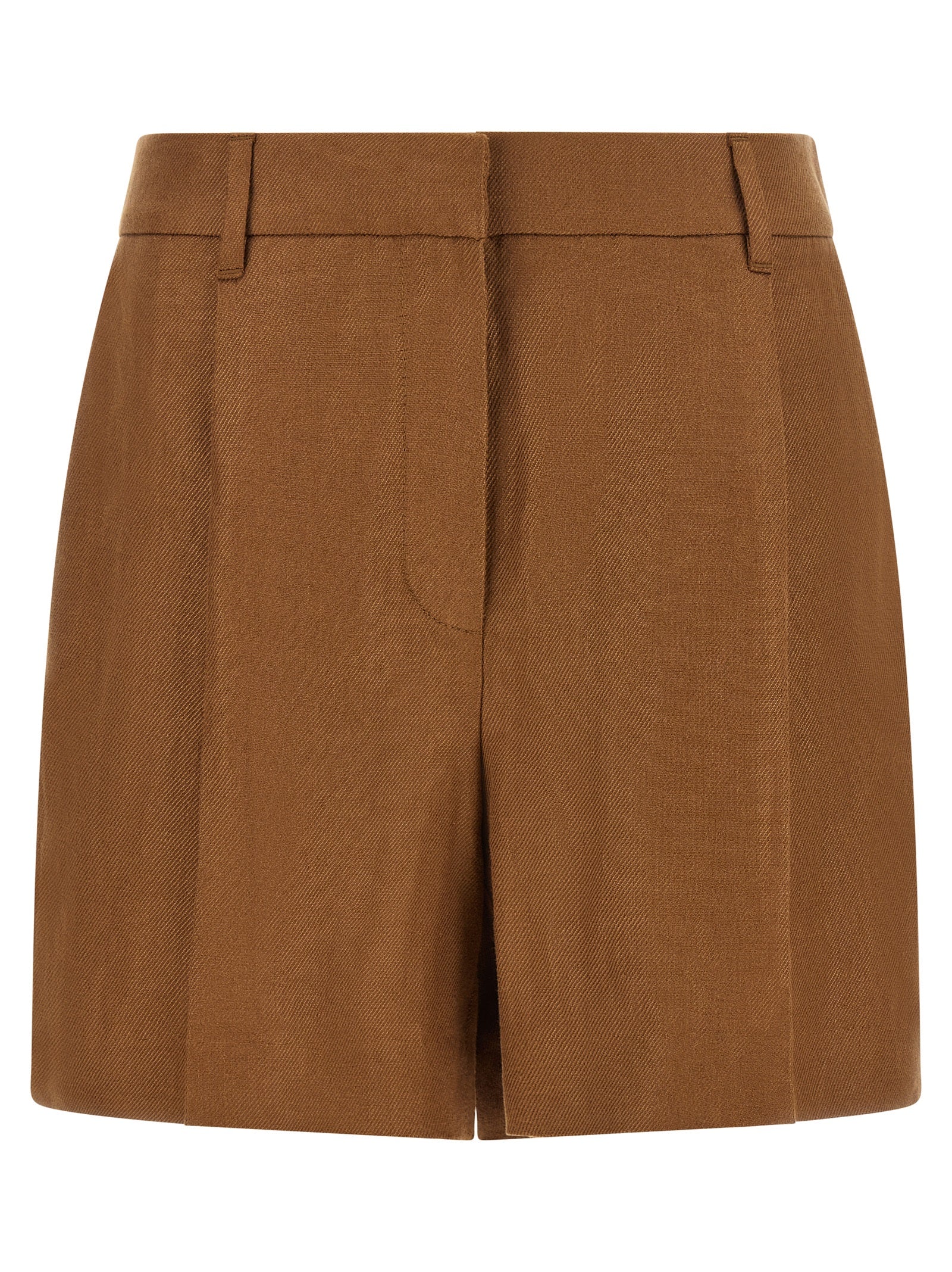Bermuda Shorts by Brunello Cucinelli for women in linen brown showcases a on trend silhouette, featuring a tailored relaxed-fit with a classic short and sophisticated for a on trend finish.