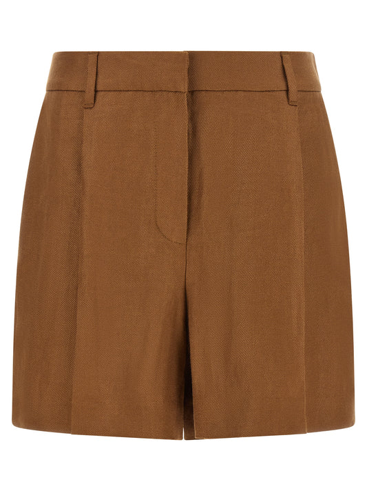 Bermuda Shorts by Brunello Cucinelli for women in linen brown showcases a on trend silhouette, featuring a tailored relaxed-fit with a classic short and sophisticated for a on trend finish.