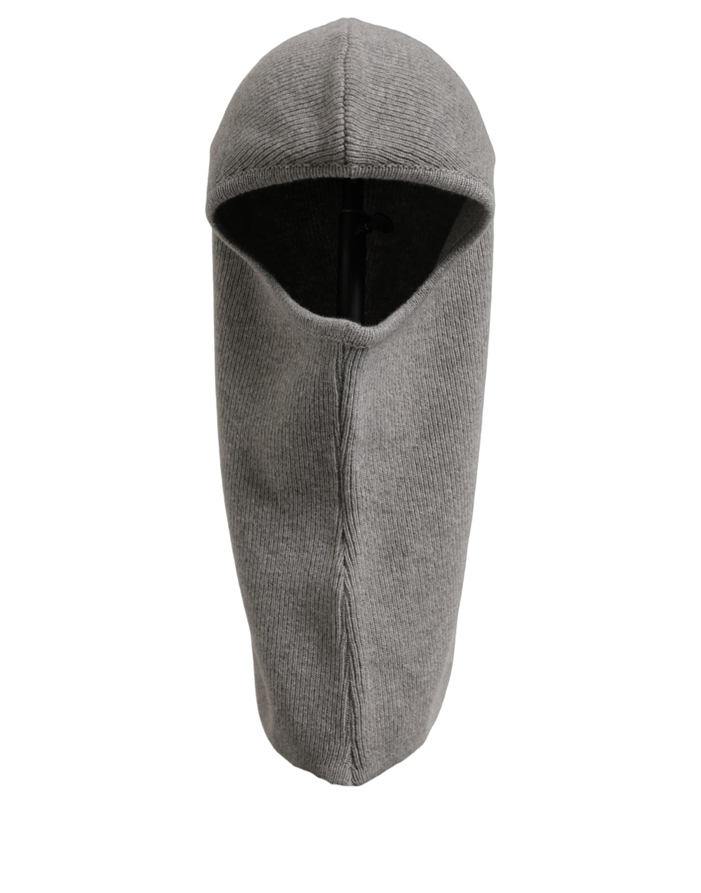 Dolce & Gabbana Men Grey Wool Ribbed Knit Balaclava Wrap One Size Hat