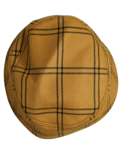 Dolce & Gabbana Men Dark Yellow Check Wide Brim Bucket Cap Hat