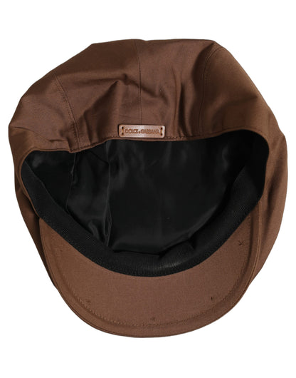 Dolce & Gabbana Men Brown Cotton Newsboy Capello Cabbie Hat