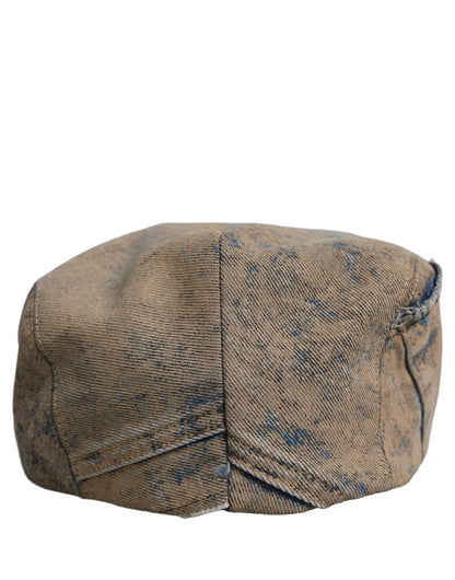 Dolce & Gabbana Brown Cotton Denim Newsboy Capello Cabbie Hat