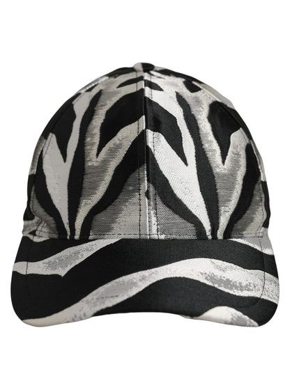 Dolce & Gabbana Men Black Silver Zebra Pattern Baseball Cap Hat