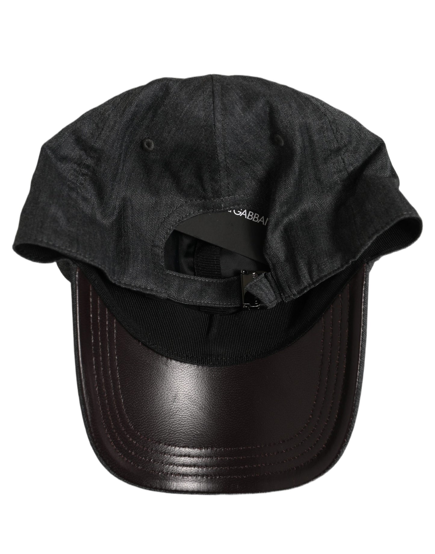 Dolce & Gabbana Men Dark Gray Herringbone Baseball Cap Hat