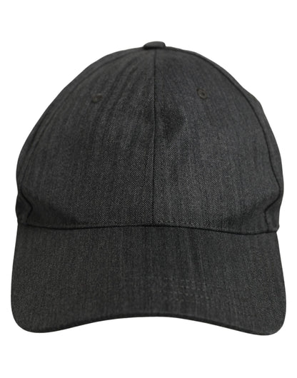 Dolce & Gabbana Men Dark Gray Herringbone Baseball Cap Hat