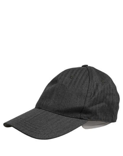 Dolce & Gabbana Men Dark Gray Herringbone Baseball Cap Hat